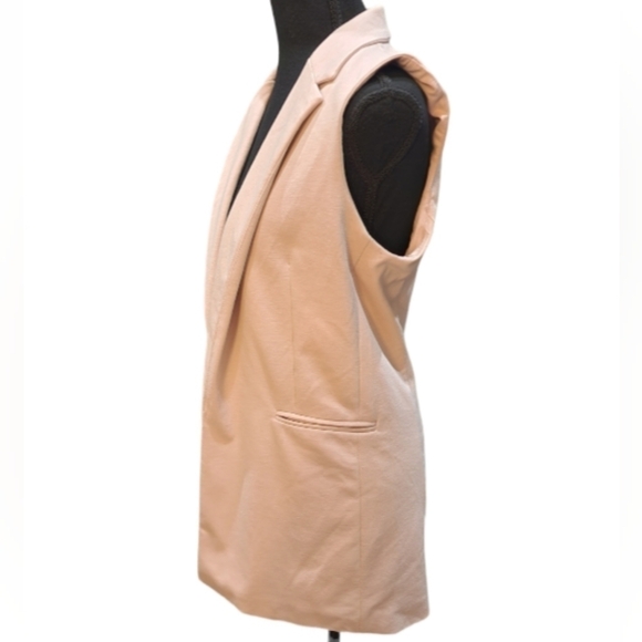 Adrienne Vittadini light blush pink long open front vest sz small - Picture 3 of 5